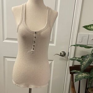 Y2K Cream Ribbed Tank Top